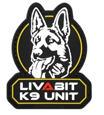 LIVABIT K9 यूनिट डॉग आइकन मनोबल पीवीसी पैच हुक और लूप टैक्टिकल पैच